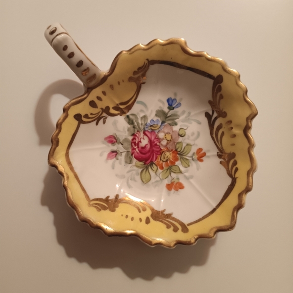 Other - Vintage French Porcelain Trinket Leaf Jewelry Container Decor Storage Dish